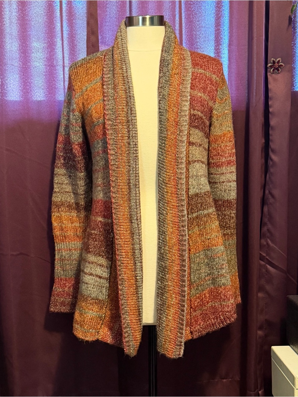 Noble Outfitters Ladies Ombré Scarf Sweater Cardigan Autumnal Tones